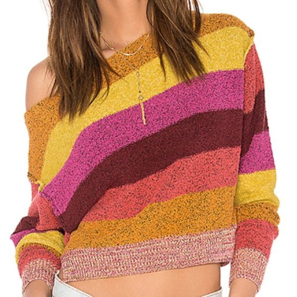 Free People Sweaters - Free People Color Block French Terry Off Shouler